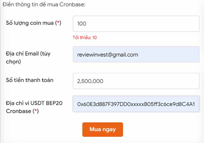 Hướng dẫn nạp tiền Cronbase đảm bảo uy tín, an toàn nhất