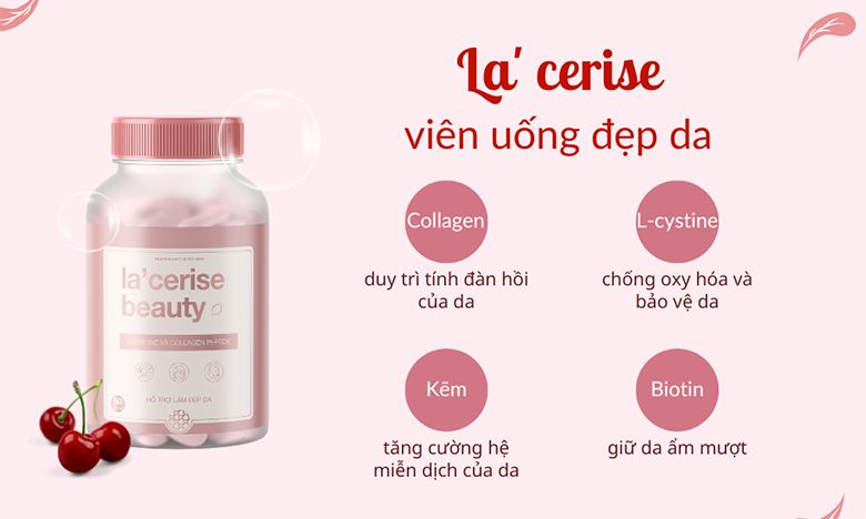 Review viên uống đẹp da La' Cerise chi tiết thành phần, công dụng