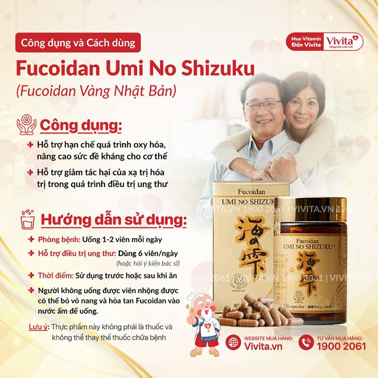 Hướng Dẫn Cách Dùng Fucoidan Umi No Shizuku Nhật hộp vàng